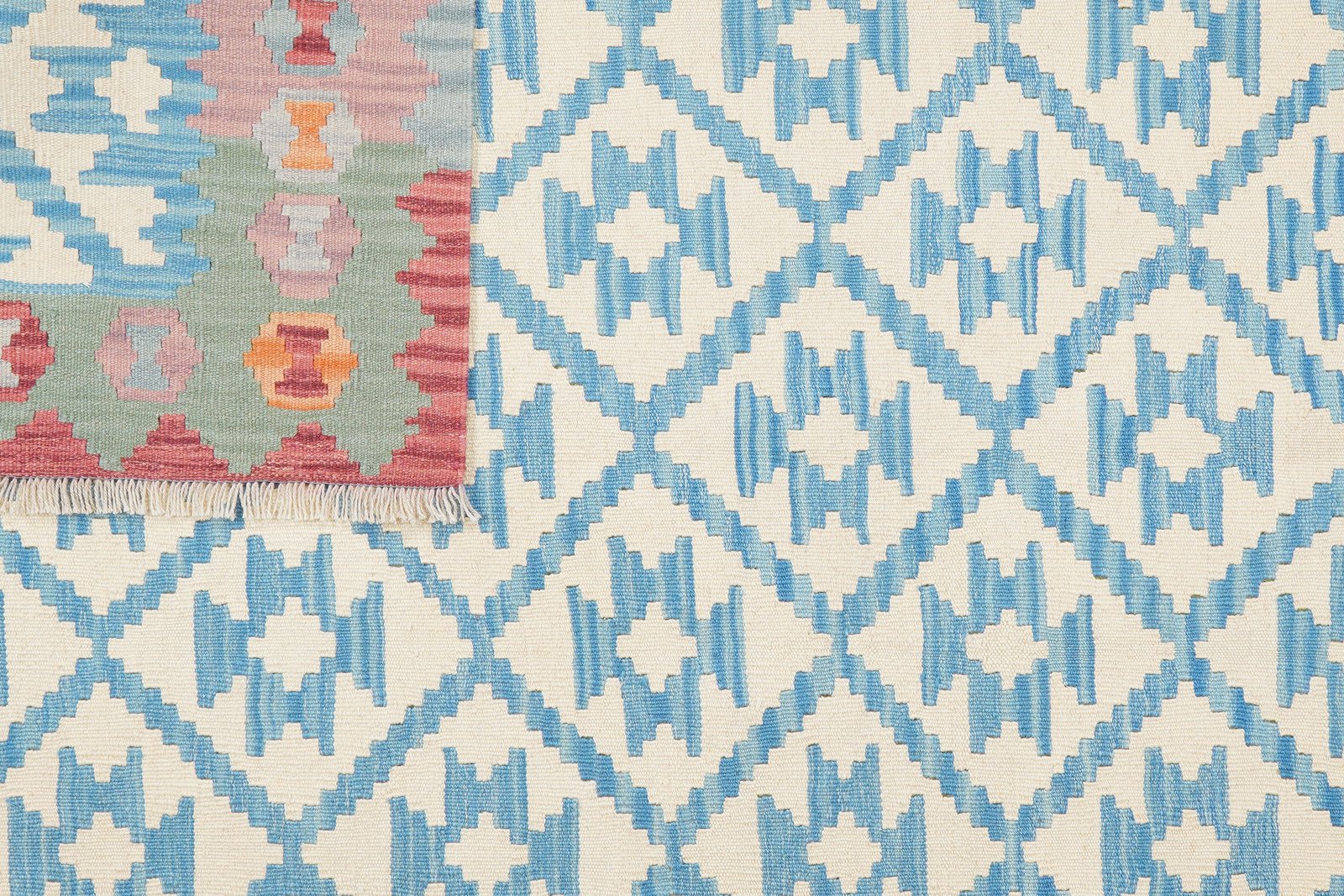Kelim Gashgai — Handmade, 177x242 cm, Blue, 100% Virgin Wool | View 6