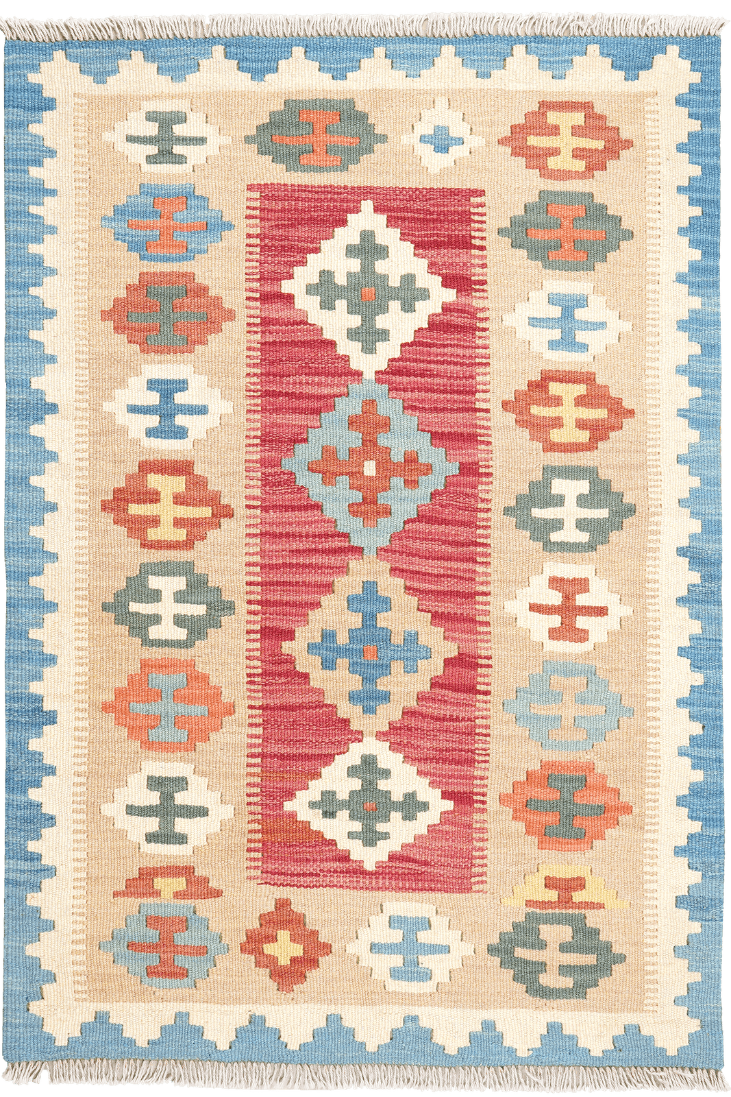 Kelim Gashgai — Handmade, 85x125 cm, Red, 100% Virgin Wool | Main view