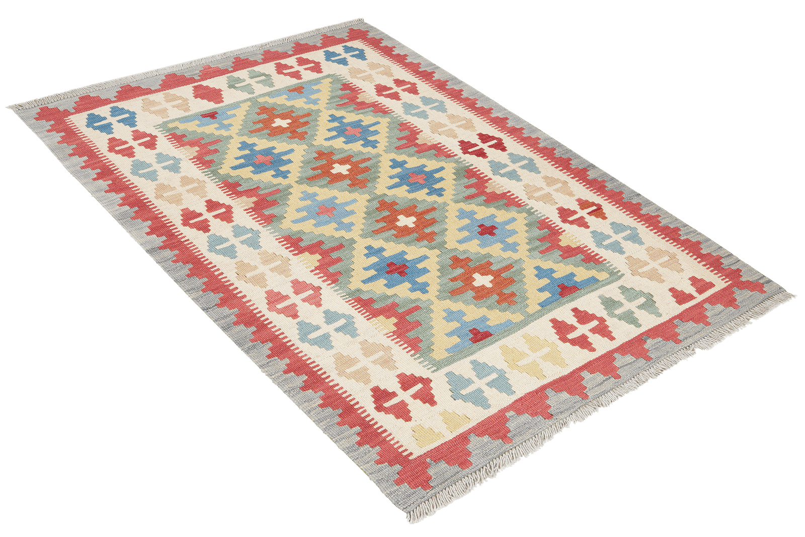 Kelim Gashgai — Handmade, 103x148 cm, Orange, 100% Virgin Wool | View 4