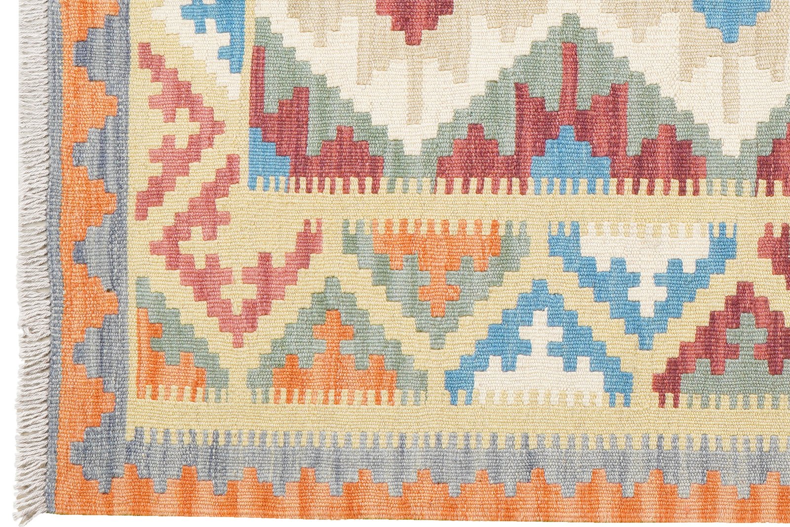 Kelim Gashgai — Handmade, 104x147 cm, Green, 100% Virgin Wool | View 3