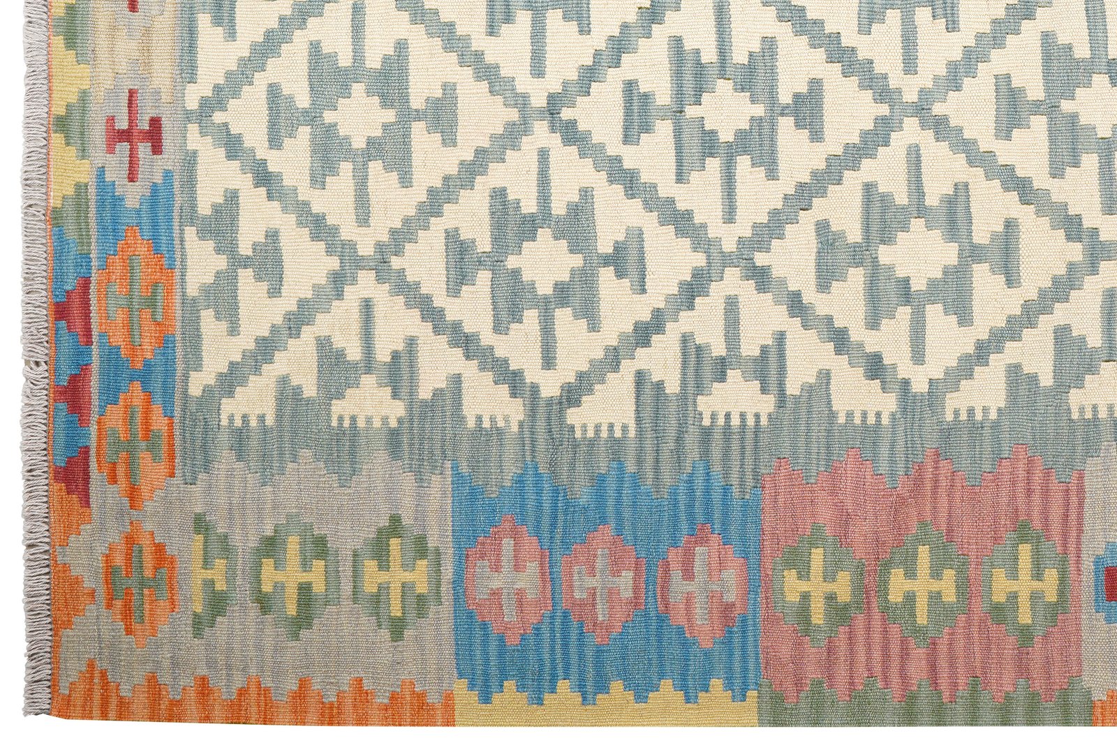 Kelim Gashgai — Handmade, 176x240 cm, Green, 100% Virgin Wool | View 3