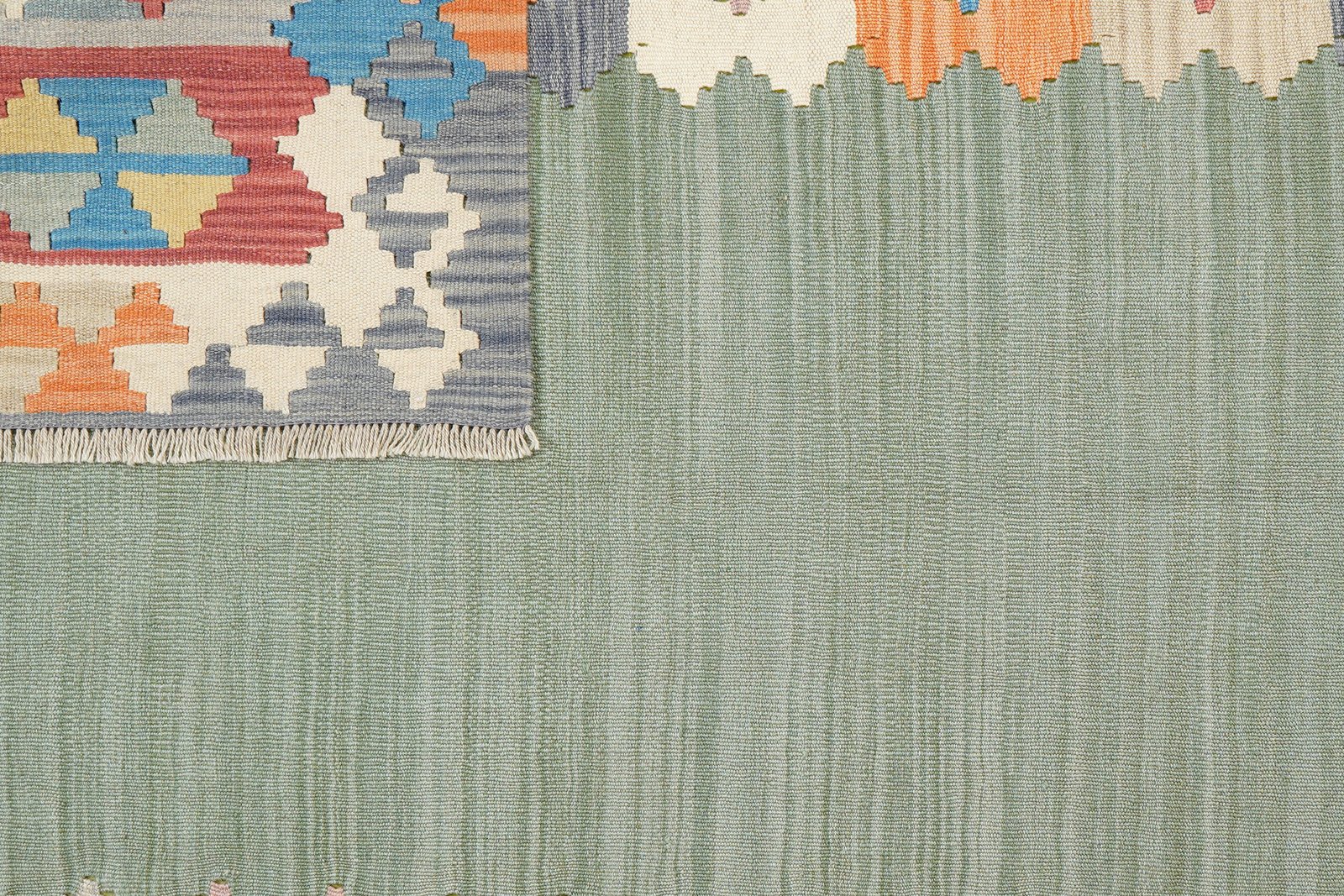 Kelim Gashgai — Handmade, 175x243 cm, Green, 100% Virgin Wool | View 6