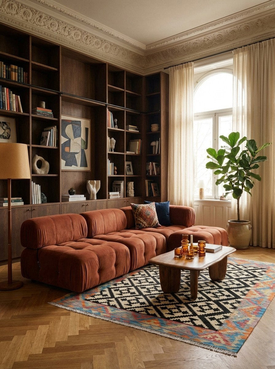 Kelim Gashgai — Handgefertigt, 193x152 cm, Bunt, 100% Virgin Wool | Back view