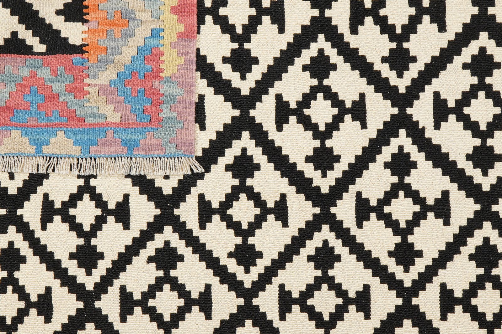 Kelim Gashgai — Handmade, 152x193 cm, Black, 100% Virgin Wool | View 6