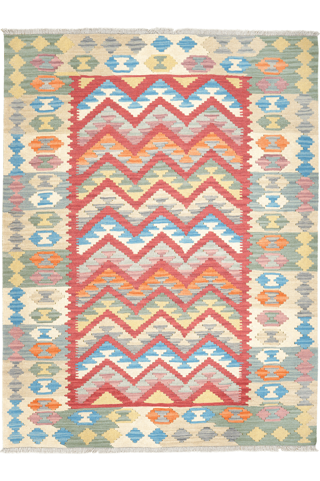 Kelim Gashgai — Handmade, 172x230 cm, Red, 100% Virgin Wool | Main view