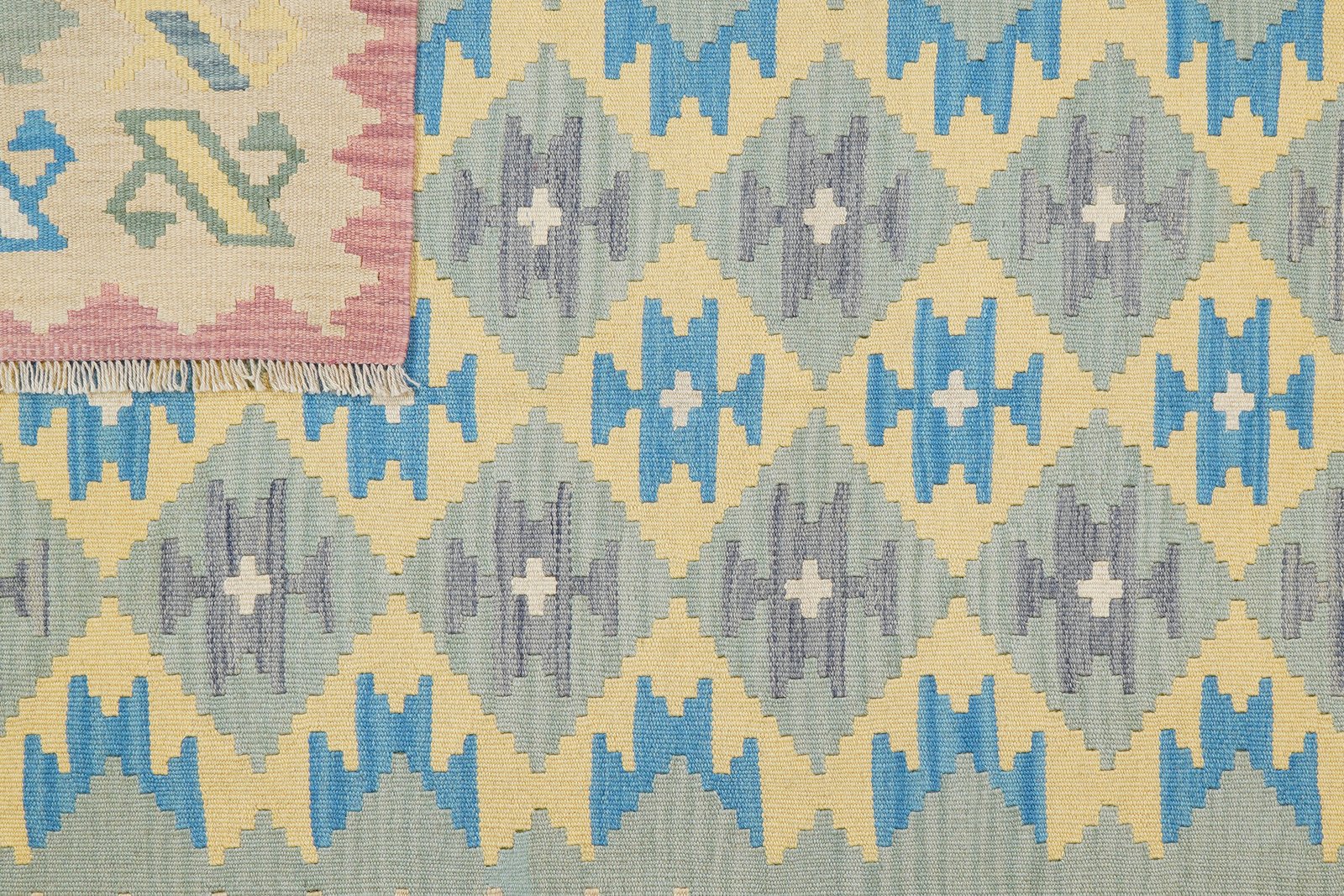 Kelim Gashgai — Handmade, 169x231 cm, Green, 100% Virgin Wool | View 6