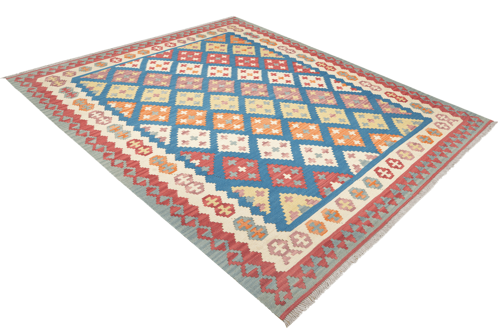 Kelim Gashgai — Handmade, 172x241 cm, Blue, 100% Virgin Wool | View 4
