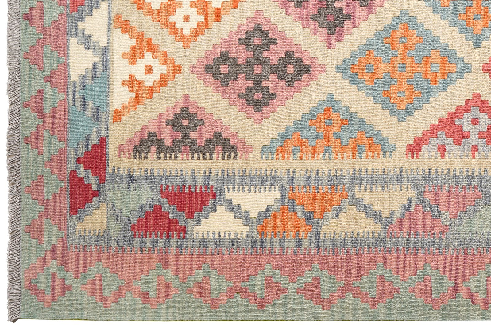 Kelim Gashgai — Handmade, 180x263 cm, Beige, 100% Virgin Wool | View 3