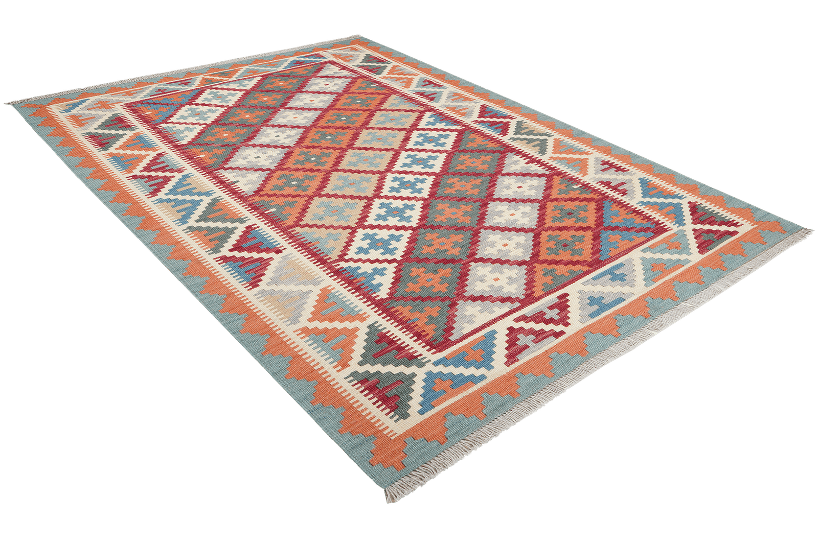 Kelim Gashgai — Handmade, 128x177 cm, Red, 100% Virgin Wool | View 4