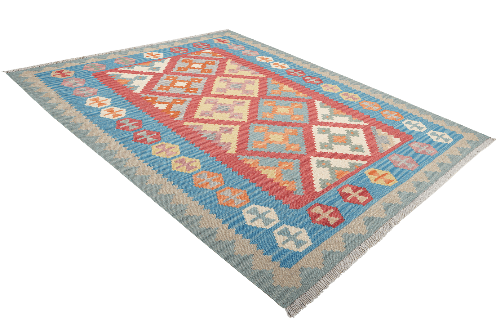 Kelim Gashgai — Handmade, 128x180 cm, Red, 100% Virgin Wool | View 4