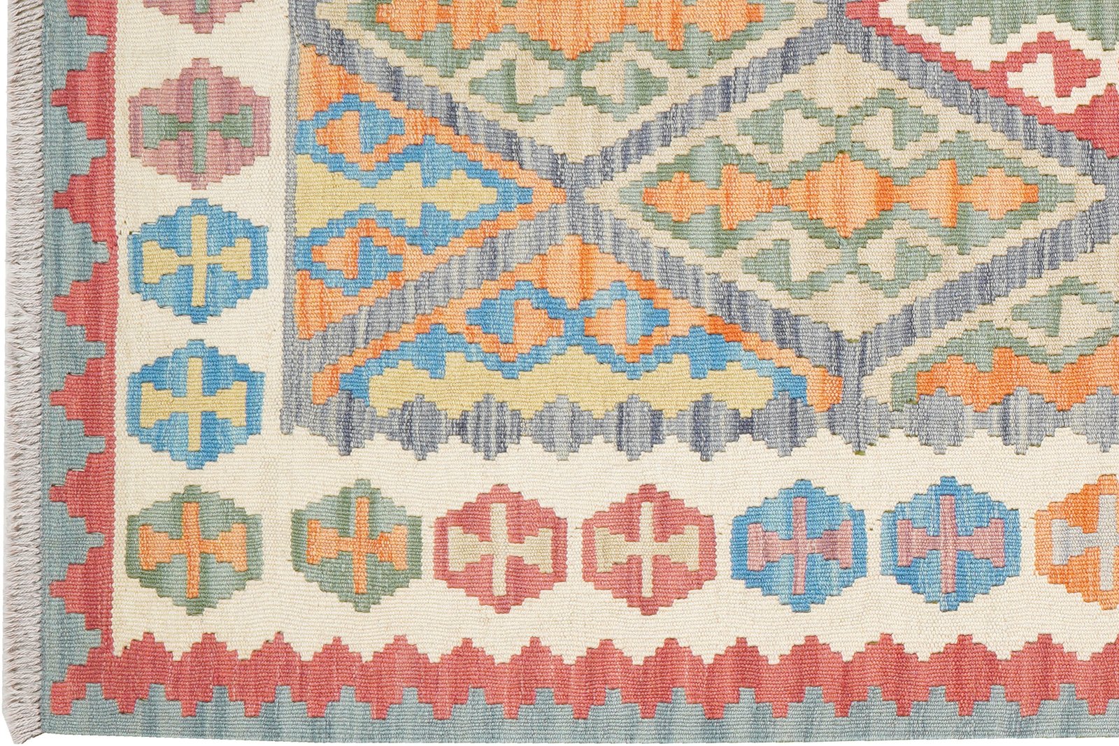 Kelim Gashgai — Handmade, 123x179 cm, Grey, 100% Virgin Wool | View 3