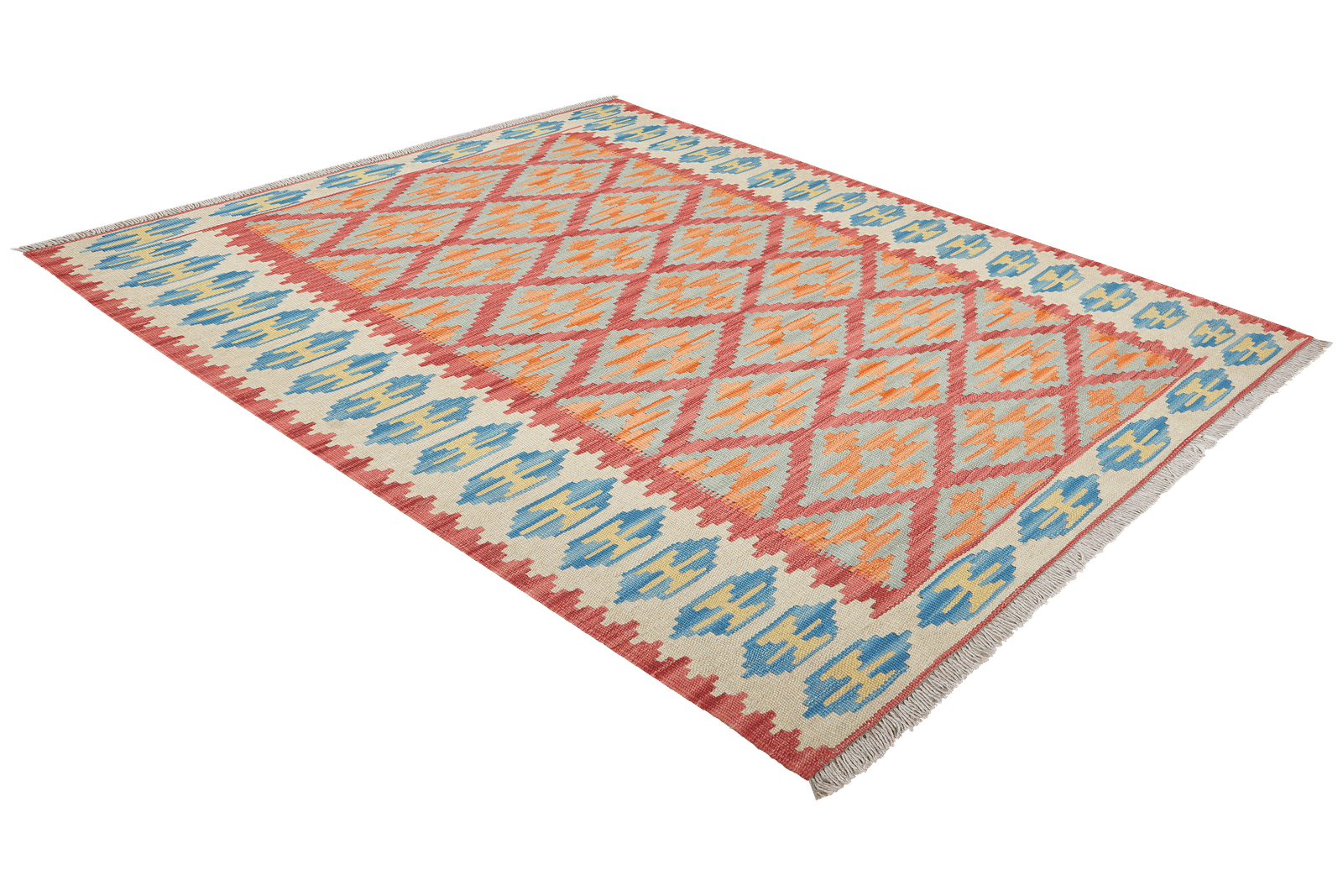 Kelim Gashgai — Handmade, 122x179 cm, Red, 100% Virgin Wool | View 4