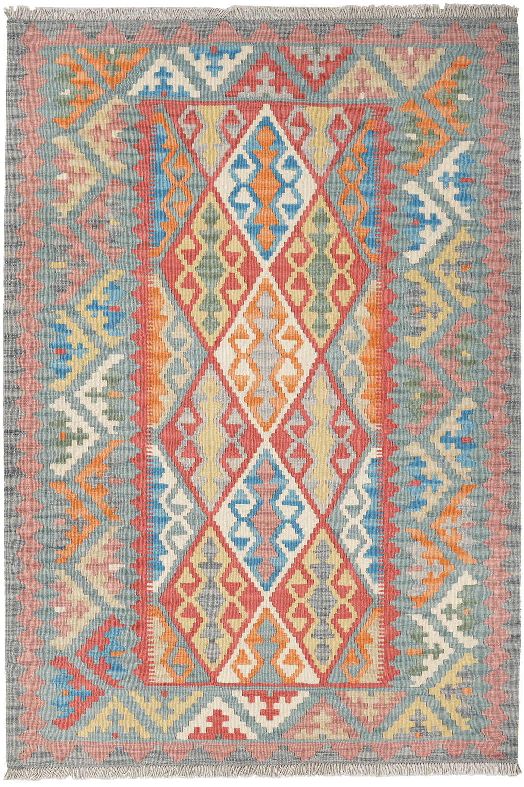 Kelim Gashgai — Handmade, 124x180 cm, Red, 100% Virgin Wool | Main view