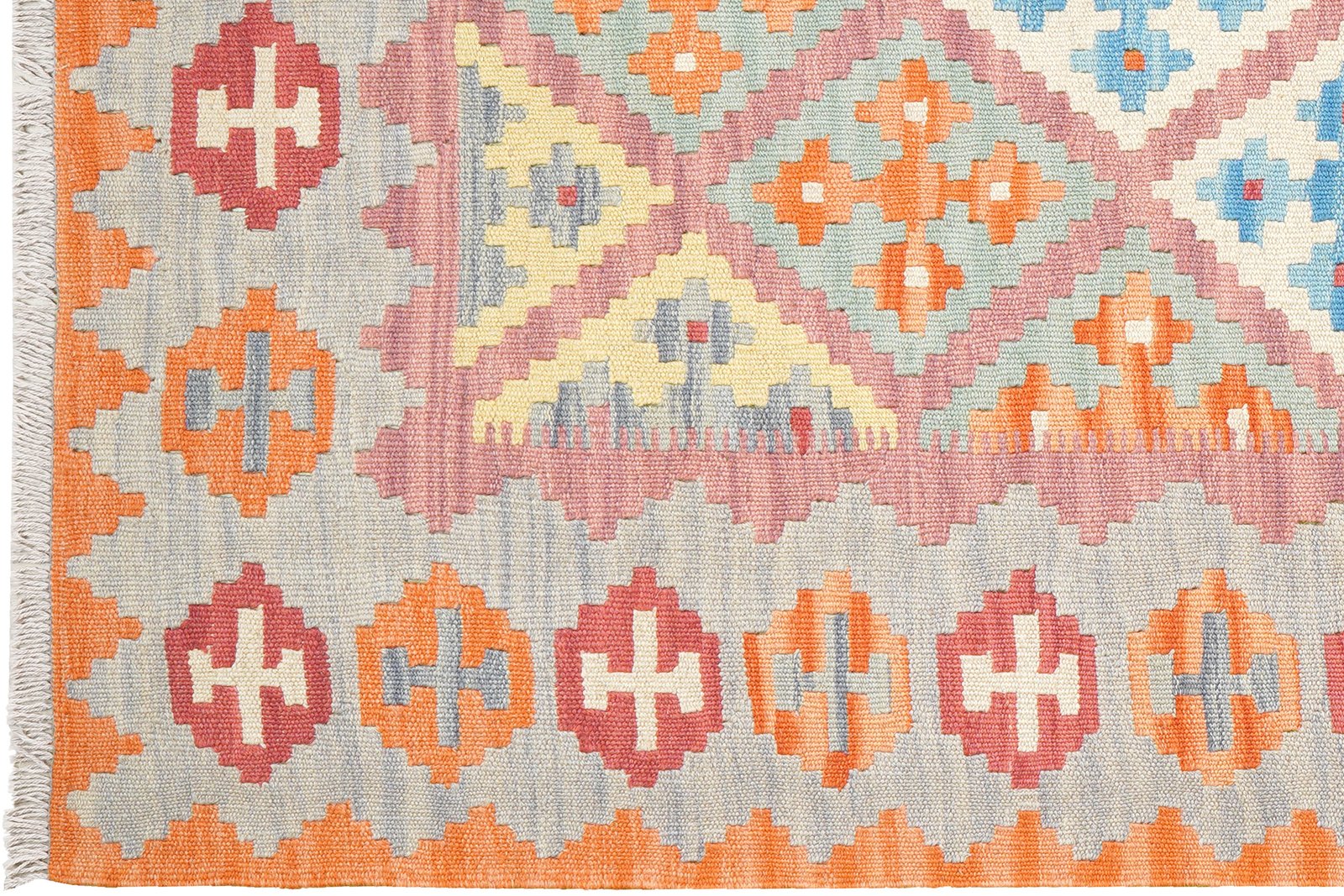 Kelim Gashgai — Handmade, 127x181 cm, Pink, 100% Virgin Wool | View 3