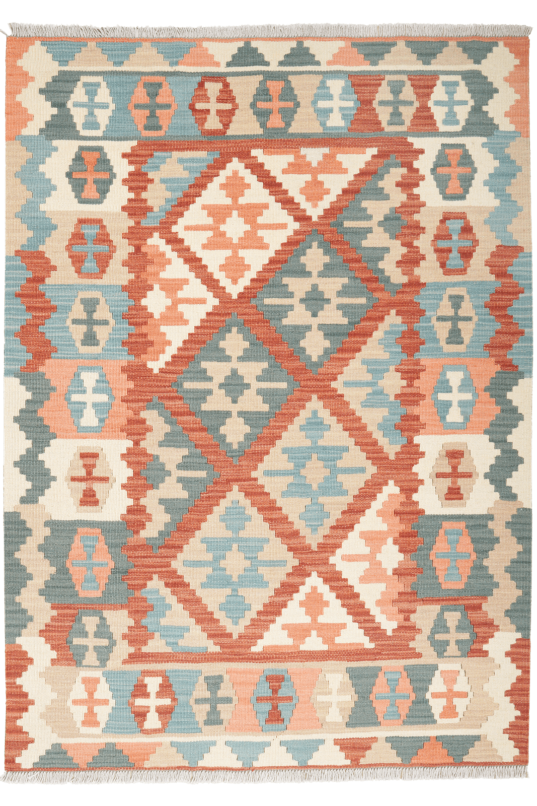 Kelim Gashgai — Handmade, 127x178 cm, Red, 100% Virgin Wool | Main view