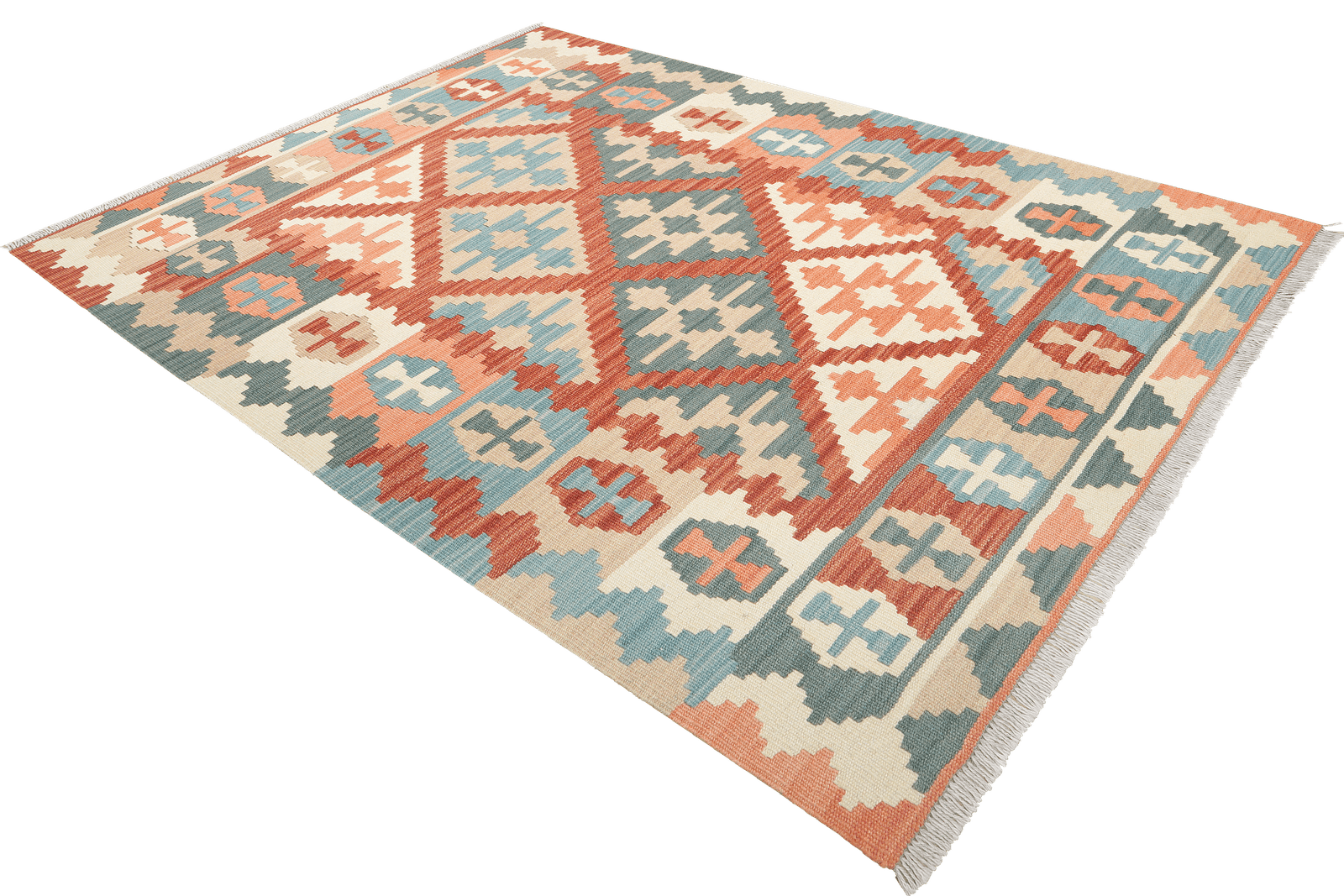 Kelim Gashgai — Handmade, 127x178 cm, Red, 100% Virgin Wool | View 4