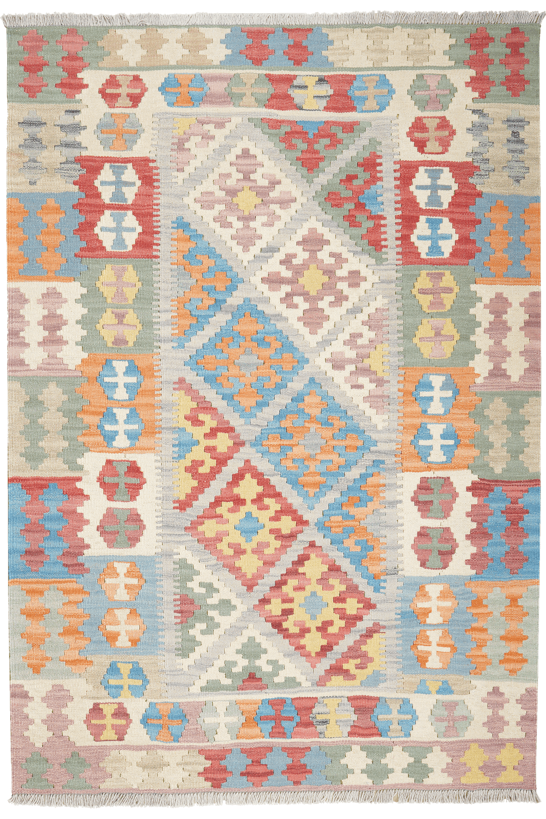 Kelim Gashgai — Handmade, 123x177 cm, Grey, 100% Virgin Wool | Main view