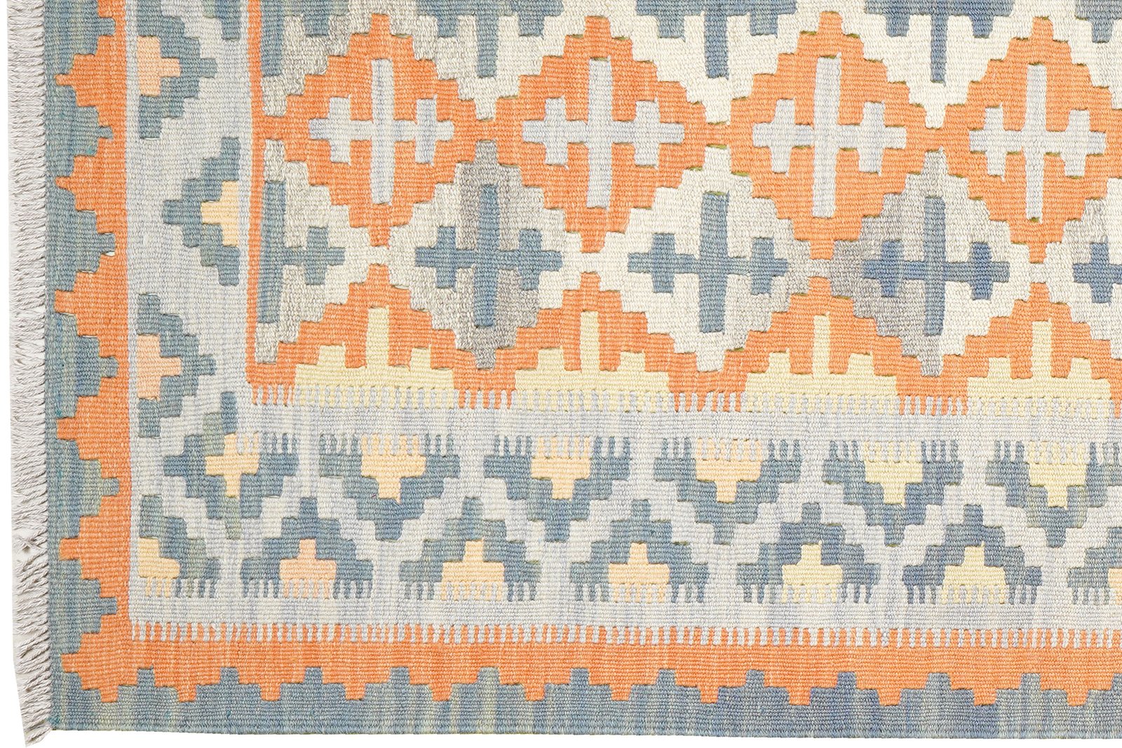 Kelim Gashgai — Handmade, 125x176 cm, Orange, 100% Virgin Wool | View 3