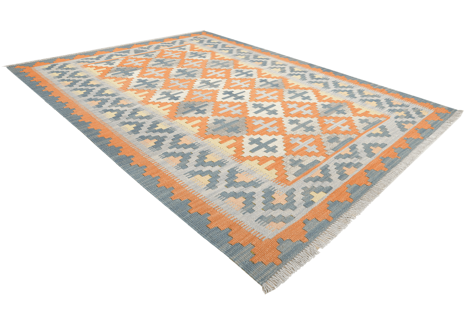 Kelim Gashgai — Handmade, 125x176 cm, Orange, 100% Virgin Wool | View 4