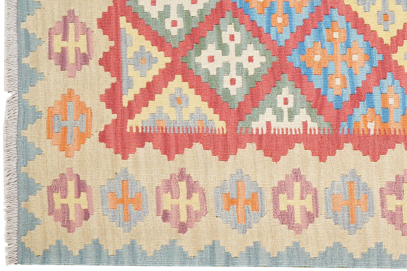Kelim Gashgai — Handmade, 128x177 cm, Red, 100% Virgin Wool | View 3