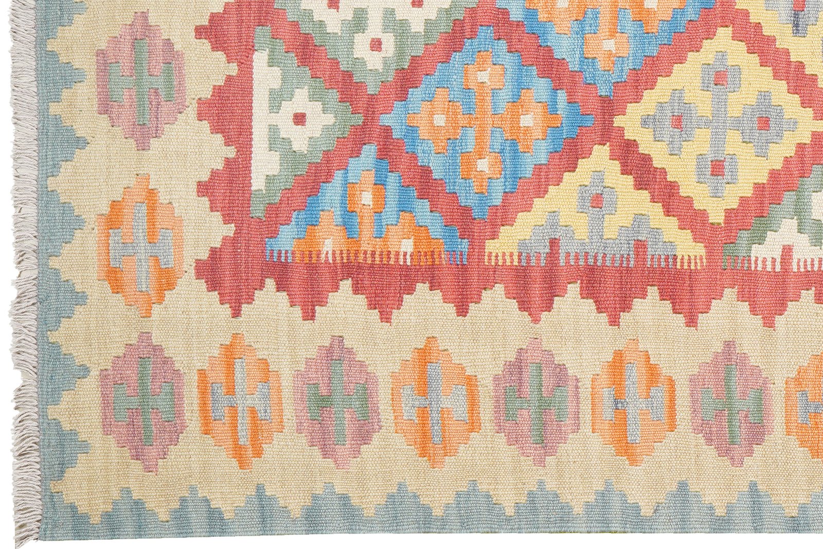 Kelim Gashgai — Handmade, 127x181 cm, Red, 100% Virgin Wool | View 3