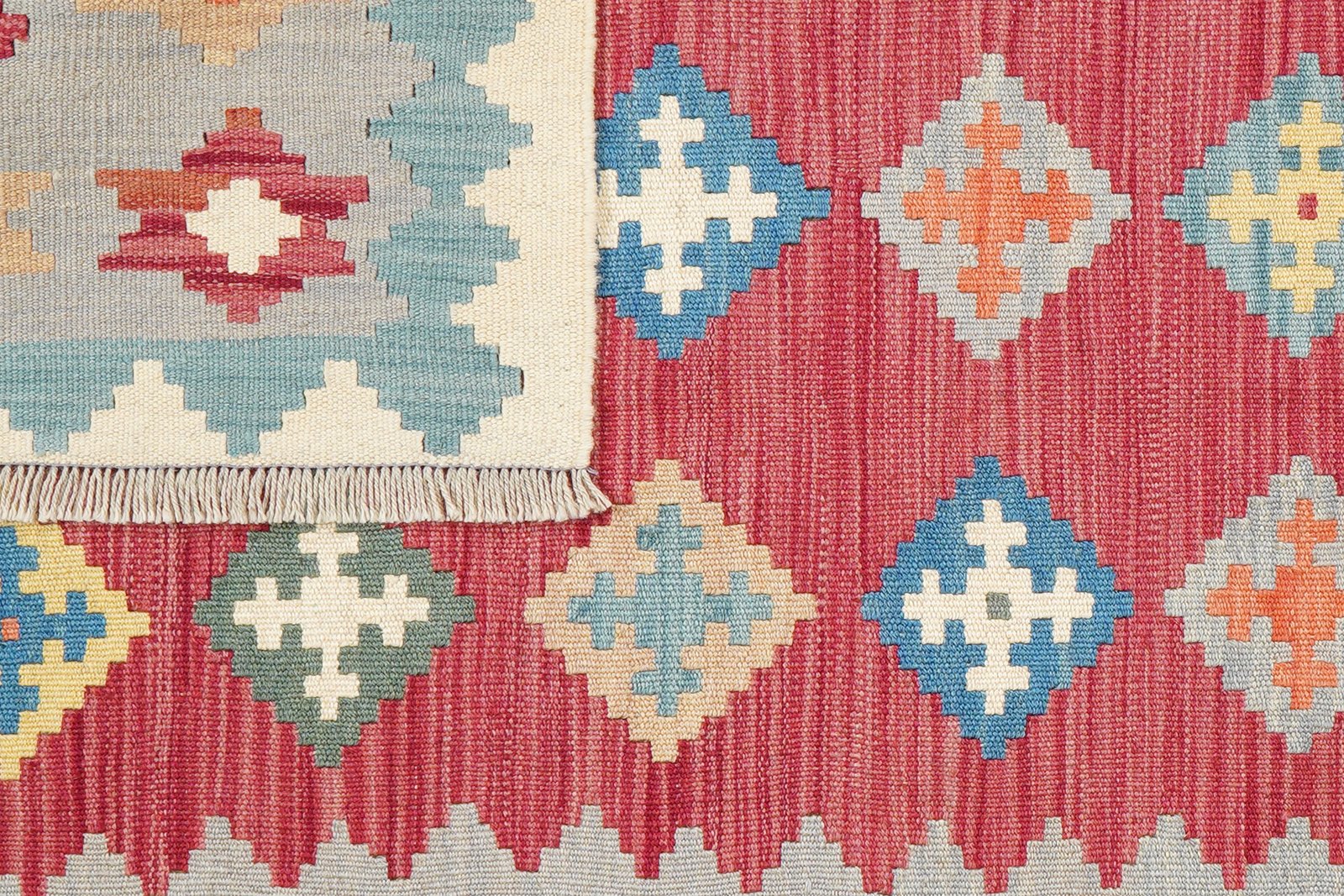 Kelim Gashgai — Handmade, 126x180 cm, Red, 100% Virgin Wool | View 6
