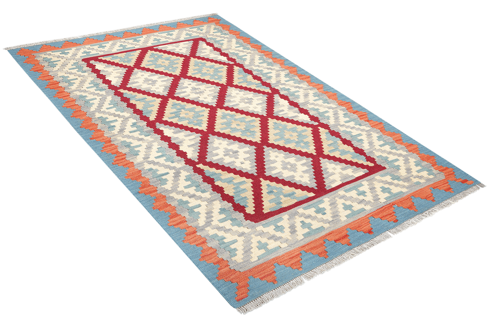 Kelim Gashgai — Handmade, 125x183 cm, Red, 100% Virgin Wool | View 4