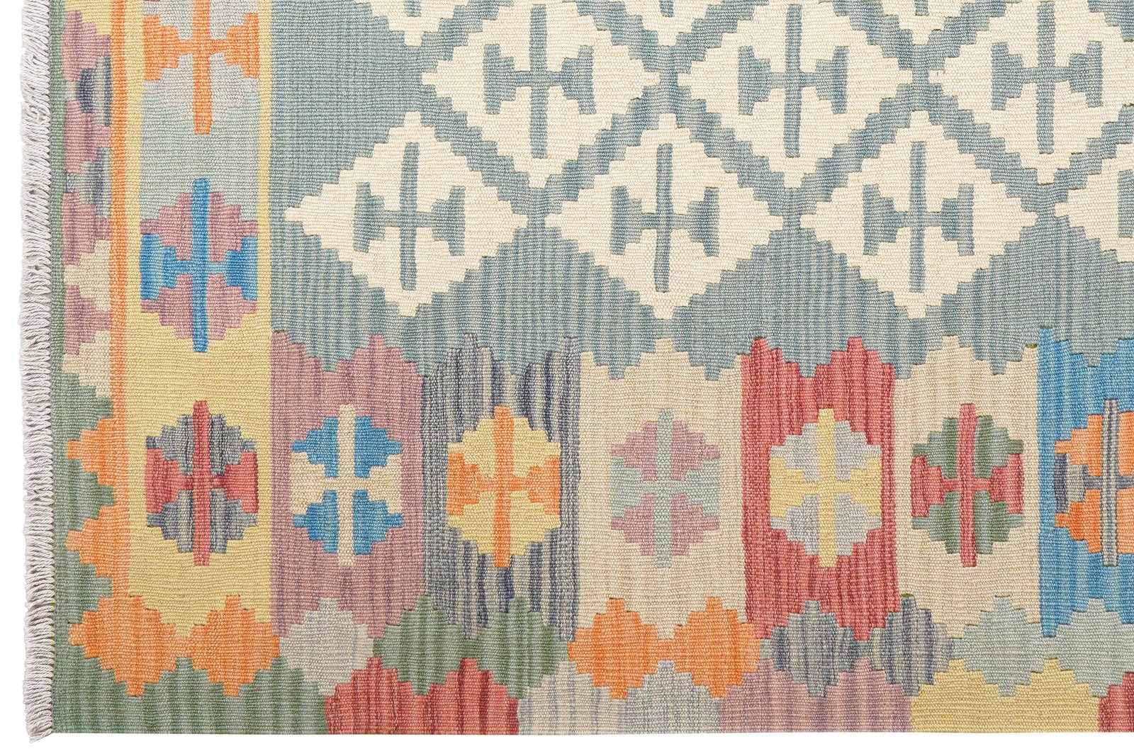 Kelim Gashgai — Handmade, 162x152 cm, Green, 100% Virgin Wool | View 3