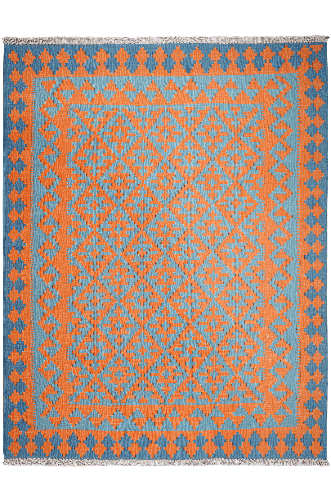 Kelim Gashgai — Handmade, 153x197 cm, Orange, 100% Virgin Wool | Main view
