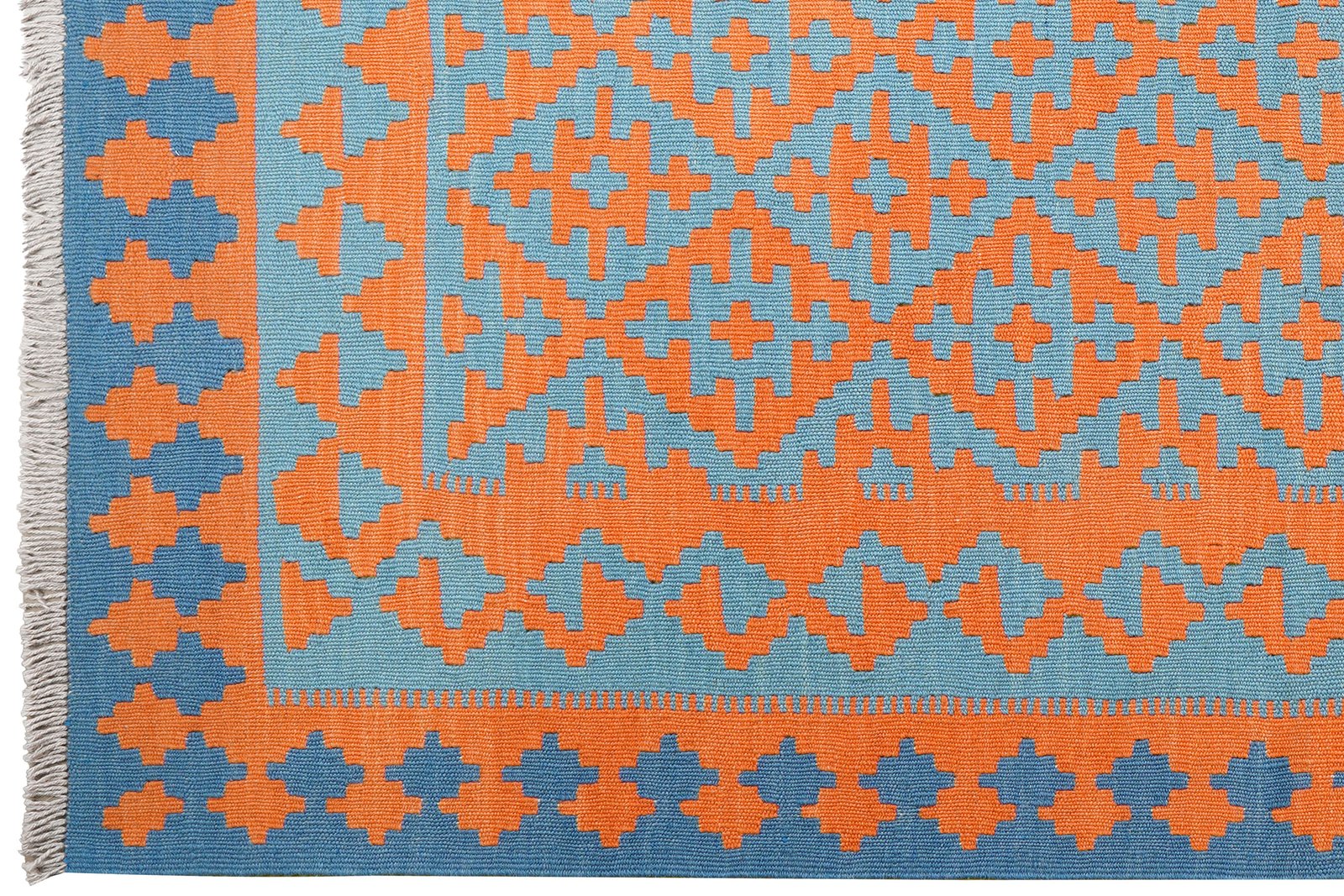 Kelim Gashgai — Handmade, 153x197 cm, Orange, 100% Virgin Wool | View 3