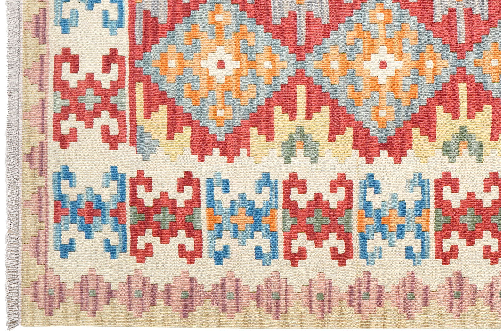 Kelim Gashgai — Handgefertigt, 197x155 cm, Beige, 100% Virgin Wool | View 4