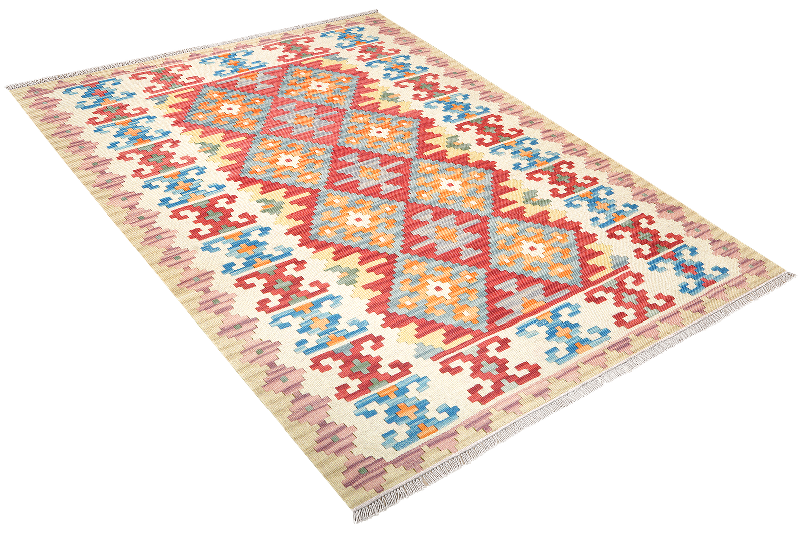 Kelim Gashgai — Handgefertigt, 197x155 cm, Beige, 100% Virgin Wool | View 5