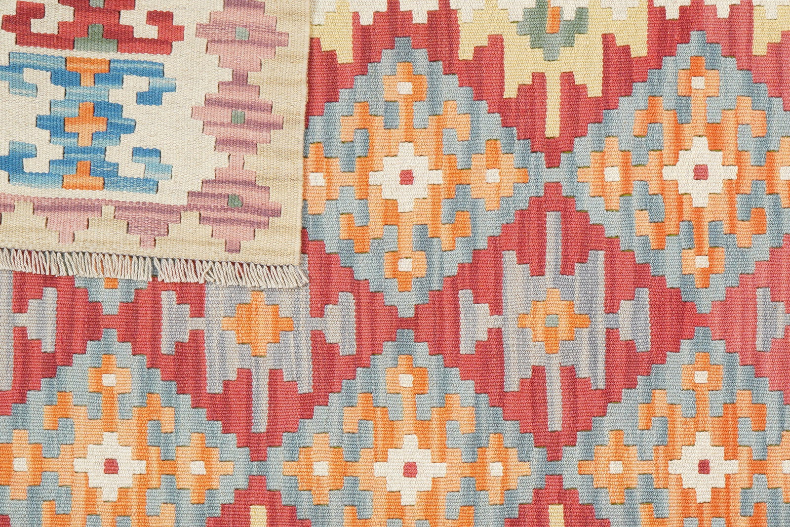 Kelim Gashgai — Handgefertigt, 197x155 cm, Beige, 100% Virgin Wool | View 7