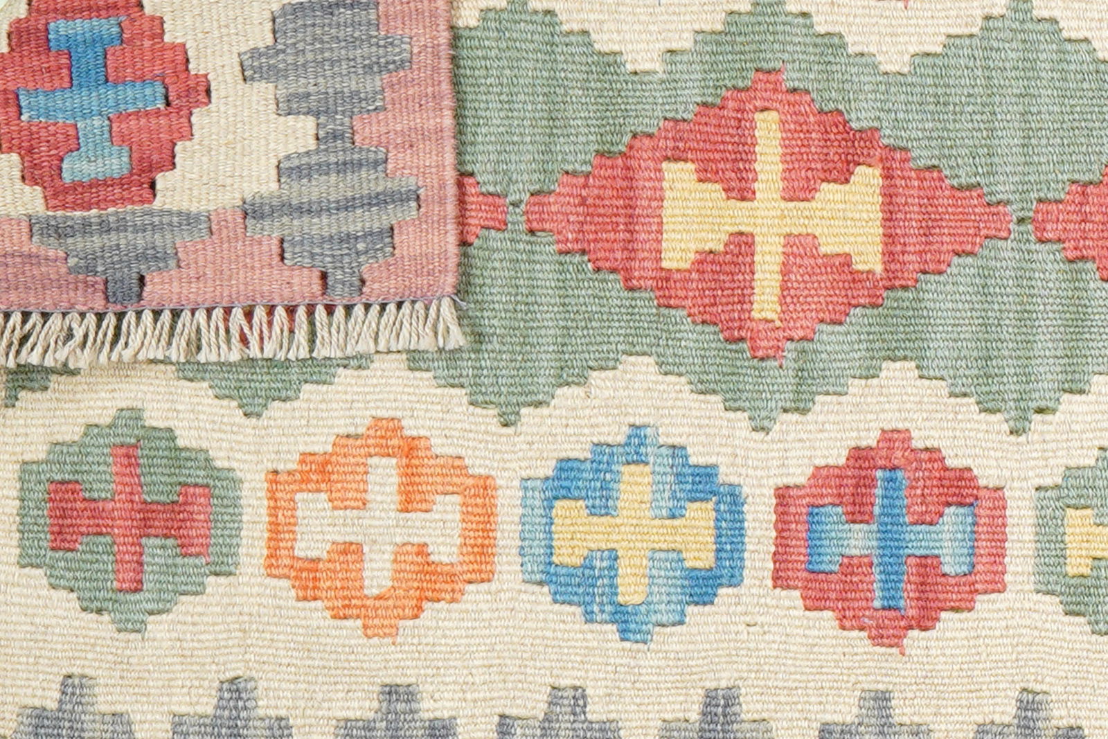 Kelim Gashgai — Handgefertigt, 244x61 cm, Beige, 100% Virgin Wool | View 7