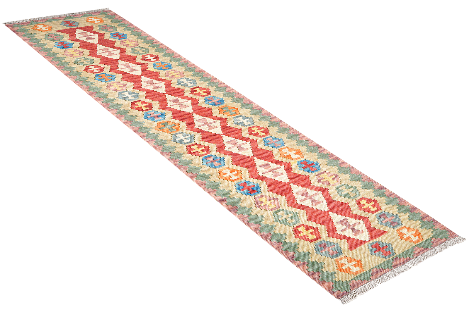 Kelim Gashgai — Handgefertigt, 244x60 cm, Beige, 100% Virgin Wool | View 5