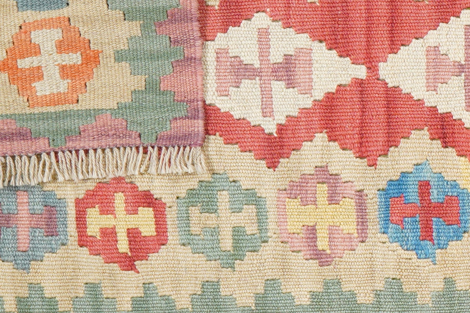 Kelim Gashgai — Handgefertigt, 244x60 cm, Beige, 100% Virgin Wool | View 7