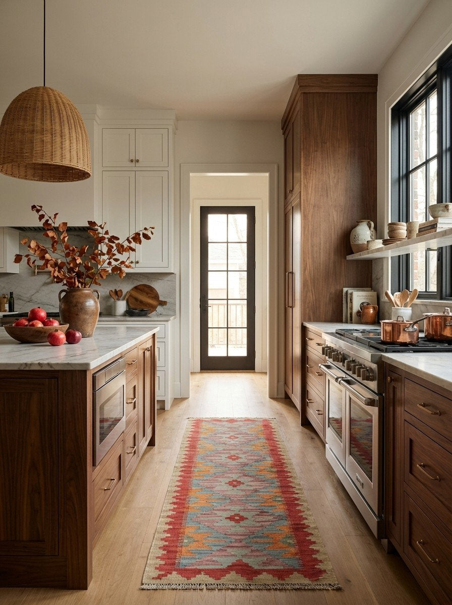 Kelim Gashgai — Handgefertigt, 190x56 cm, Rot, 100% Virgin Wool | Back view