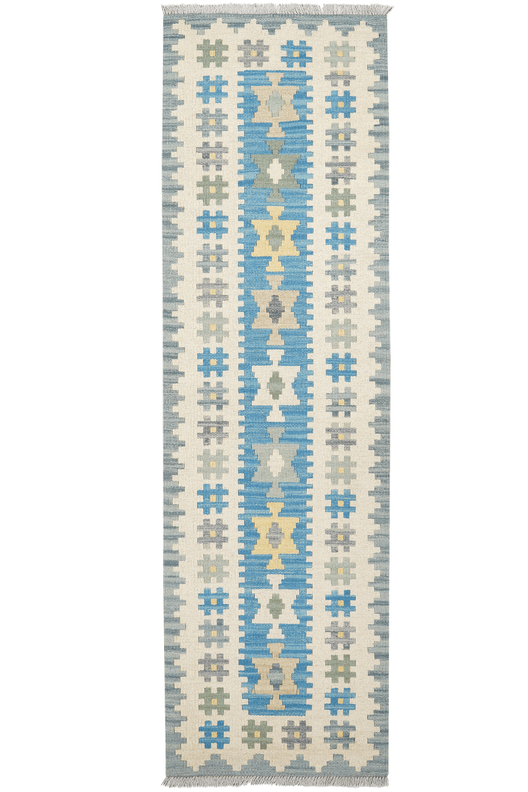 Kelim Gashgai — Handmade, 57x196 cm, Blue, 100% Virgin Wool | Main view