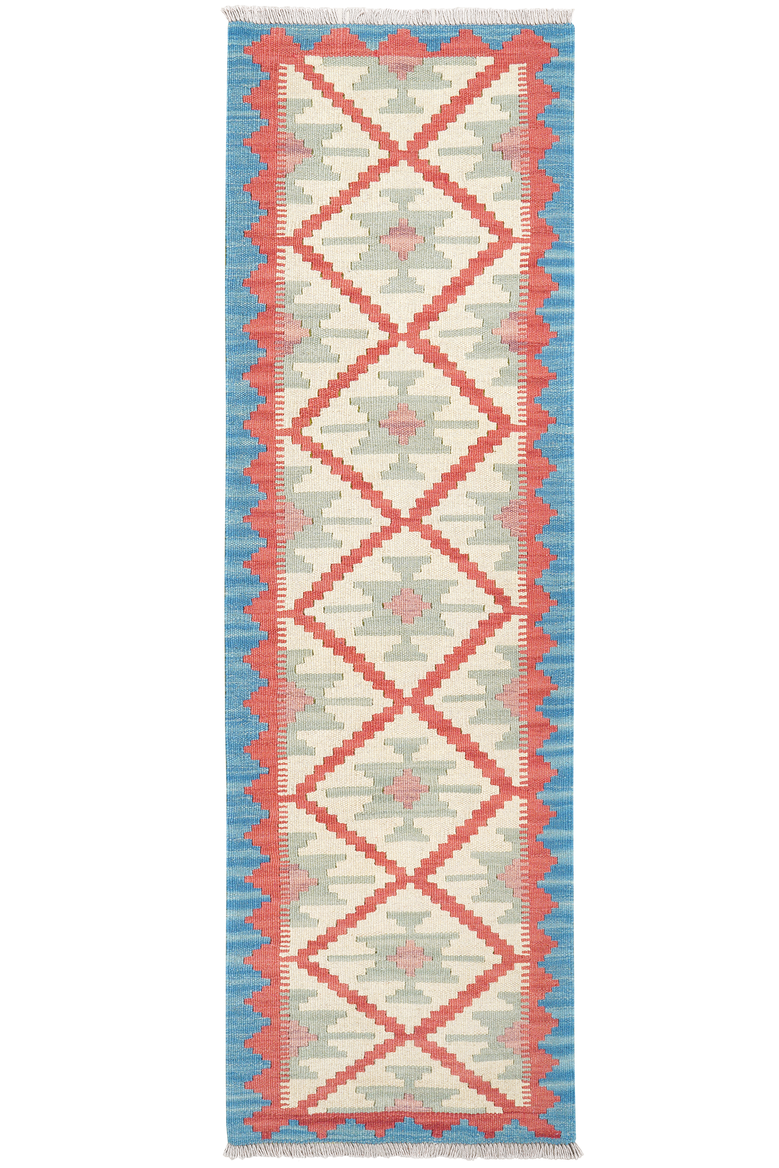 Kelim Gashgai — Handgefertigt, 193x60 cm, Blau, 100% Virgin Wool | Main view