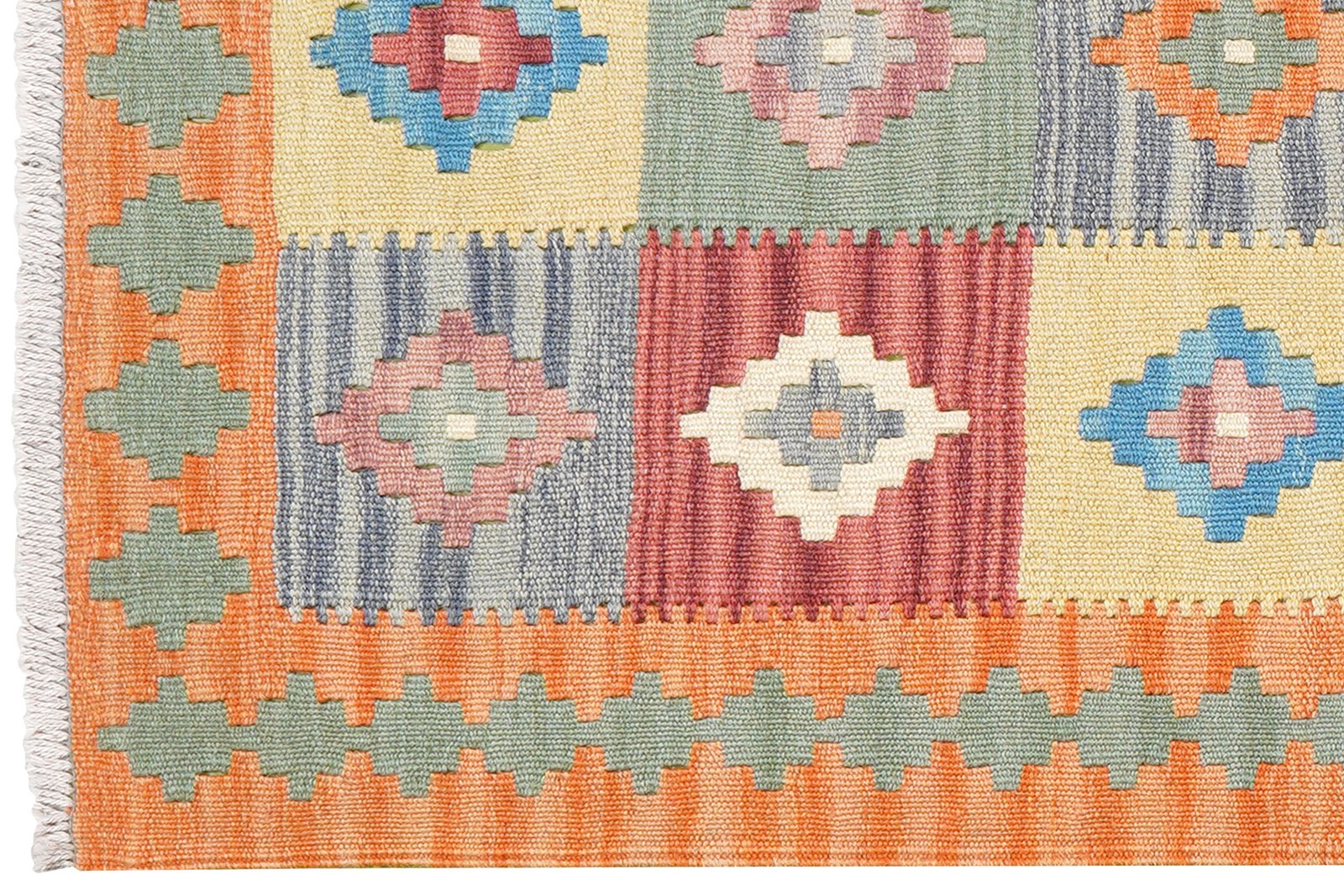 Kelim Gashgai — Handmade, 62x197 cm, Orange, 100% Virgin Wool | View 3