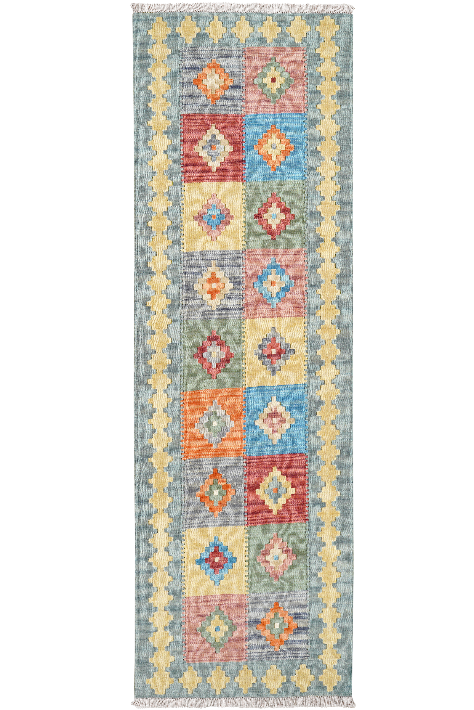 Kelim Gashgai — Handgefertigt, 198x62 cm, Gelb, 100% Virgin Wool | Main view