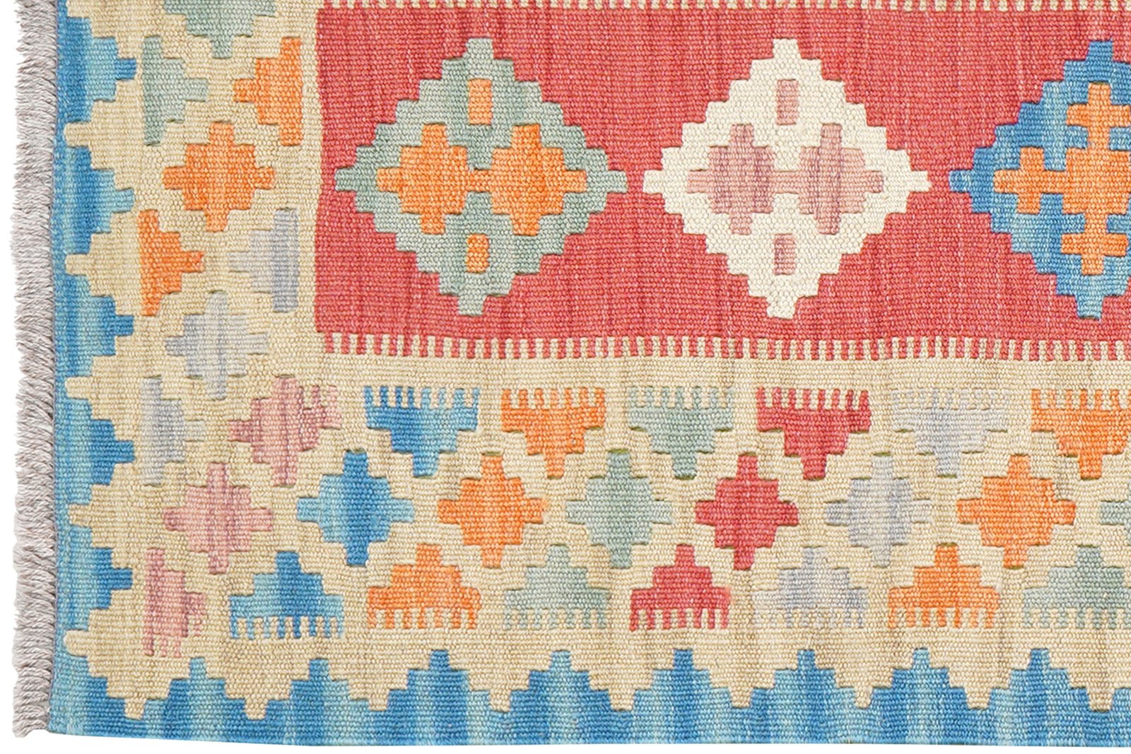 Kelim Gashgai — Handmade, 64x196 cm, Red, 100% Virgin Wool | View 3