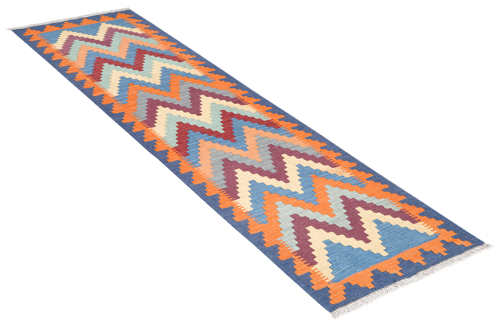 Kelim Gashgai — Handgefertigt, 197x55 cm, Blau, 100% Virgin Wool | View 5