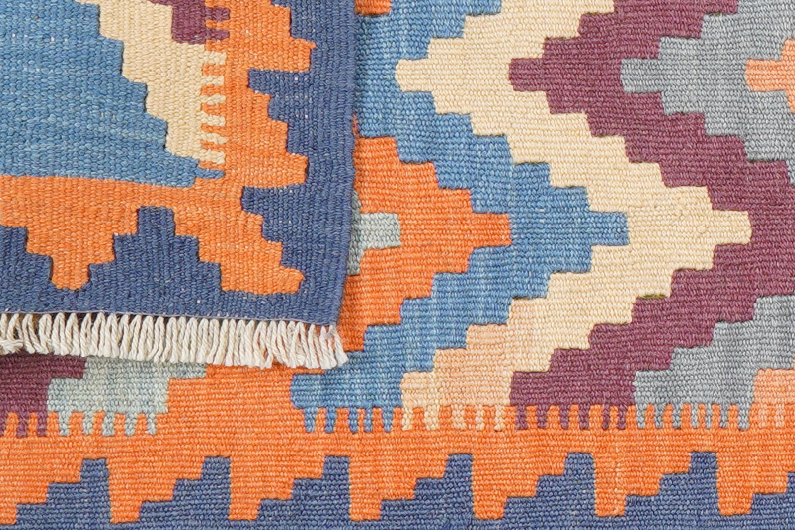 Kelim Gashgai — Handgefertigt, 197x55 cm, Blau, 100% Virgin Wool | View 7