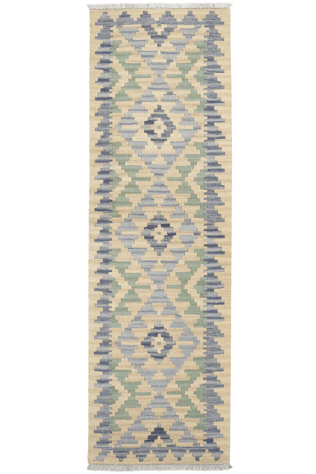 Kelim Gashgai — Handmade, 59x198 cm, Beige, 100% Virgin Wool | Main view
