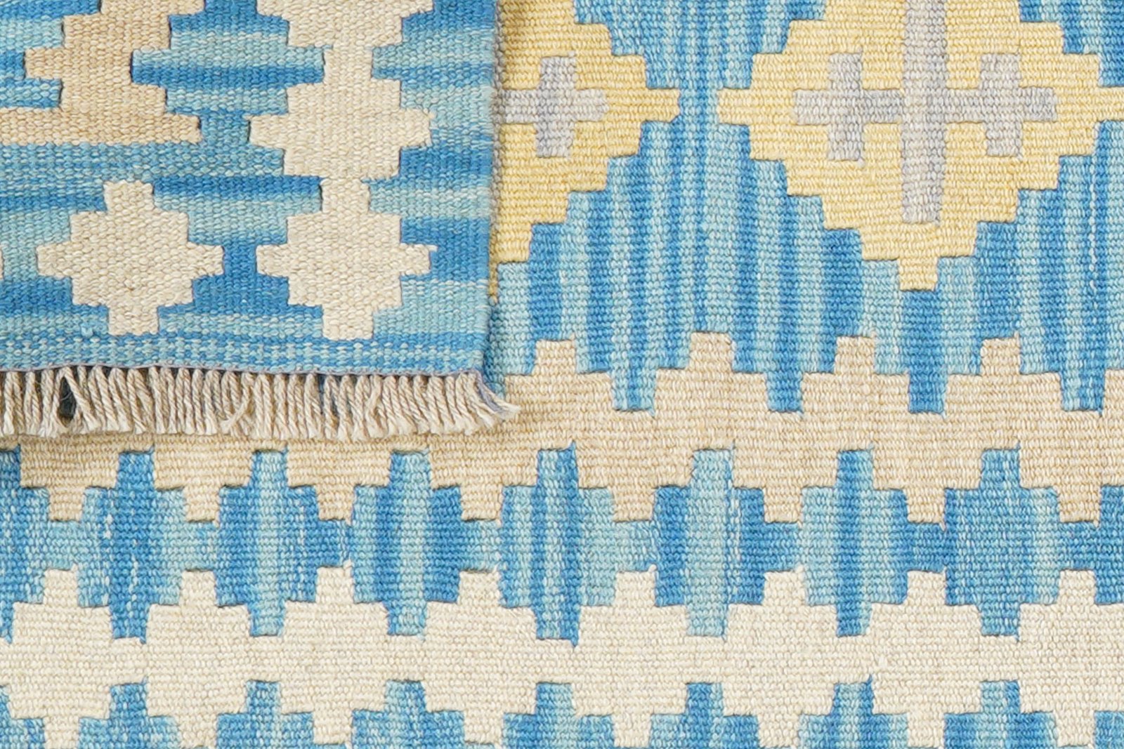 Kelim Gashgai — Handmade, 58x198 cm, Blue, 100% Virgin Wool | View 6