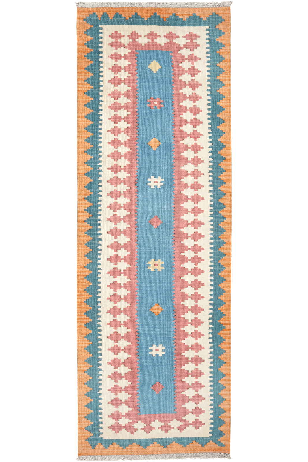 Kelim Gashgai — Handmade, 82x243 cm, Blue, 100% Virgin Wool | Main view