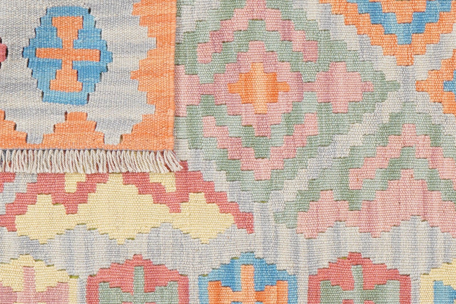 Kelim Gashgai — Handmade, 86x189 cm, Grey, 100% Virgin Wool | View 6