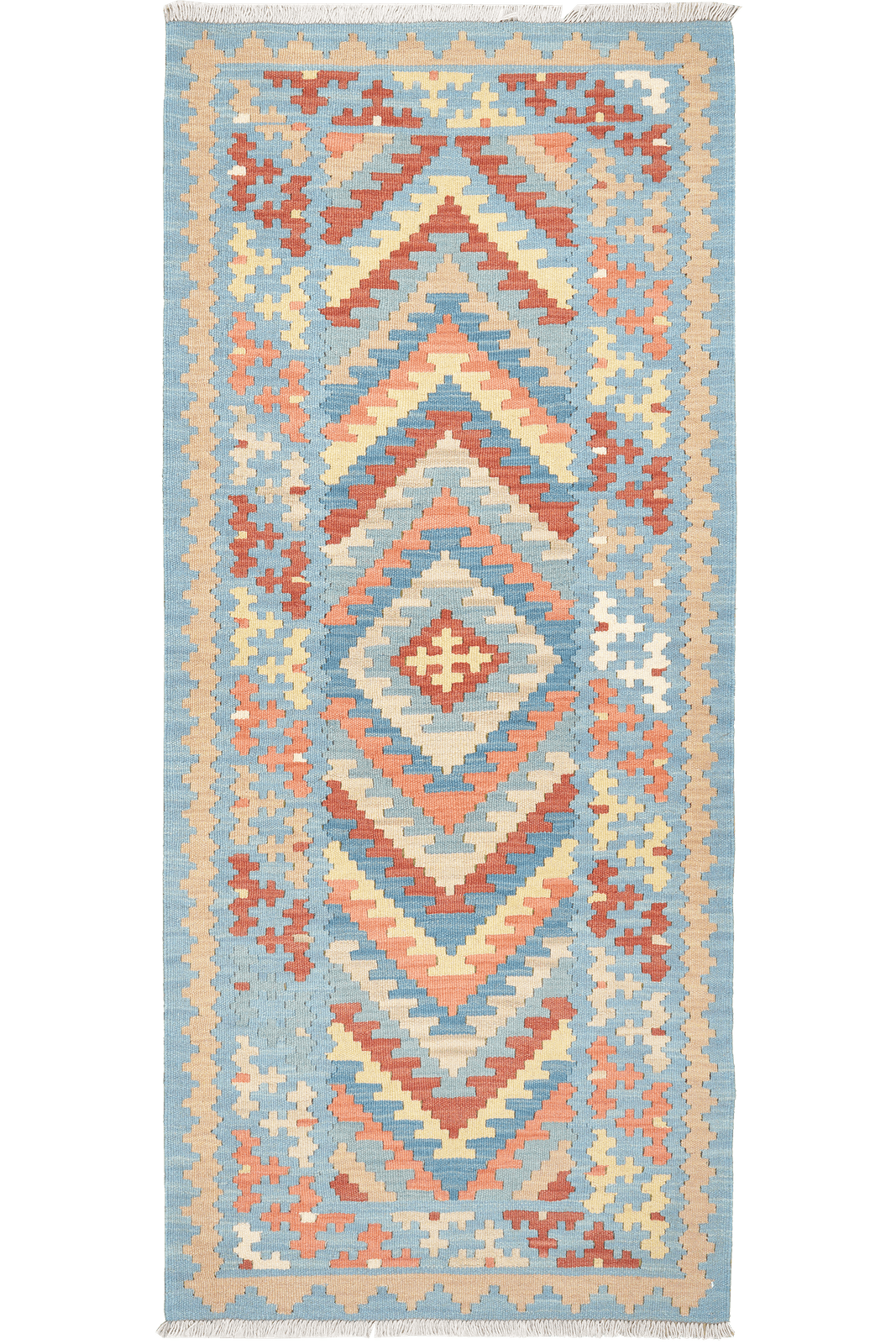 Kelim Gashgai — Handmade, 86x200 cm, Blue, 100% Virgin Wool | Main view