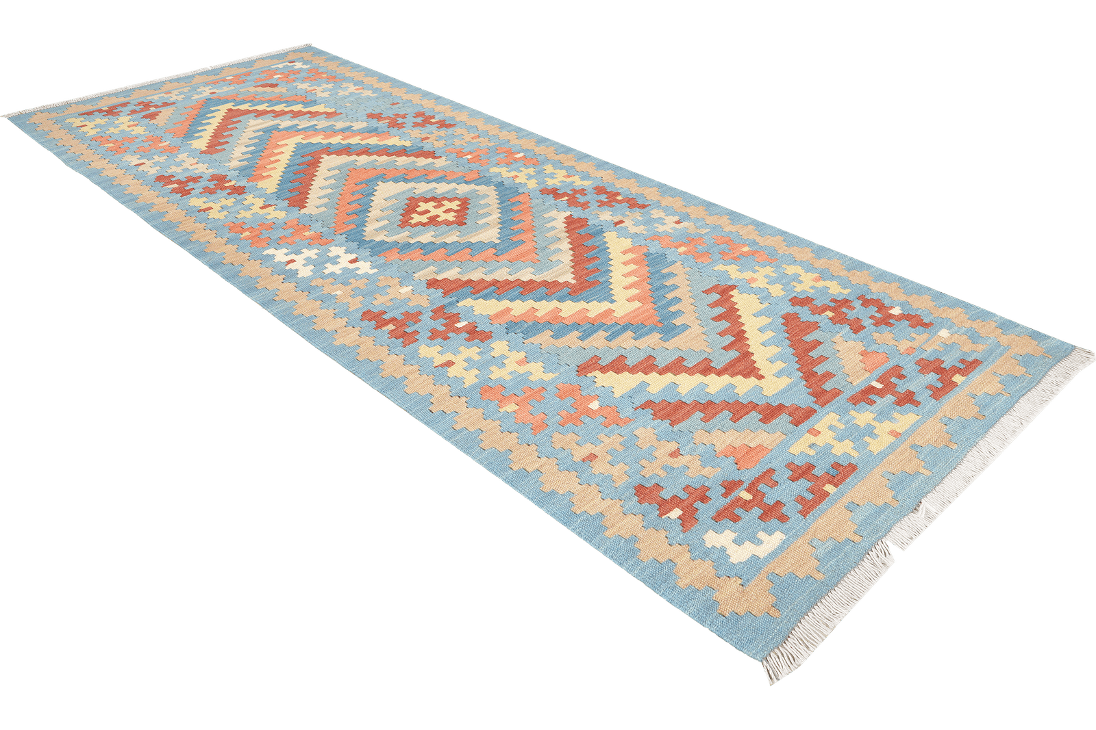 Kelim Gashgai — Handmade, 86x200 cm, Blue, 100% Virgin Wool | View 4